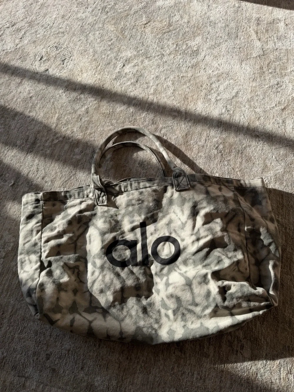 ALO Yoga Camouflage Canvas Tote in Khaki and Gray - Picture 2 of 2